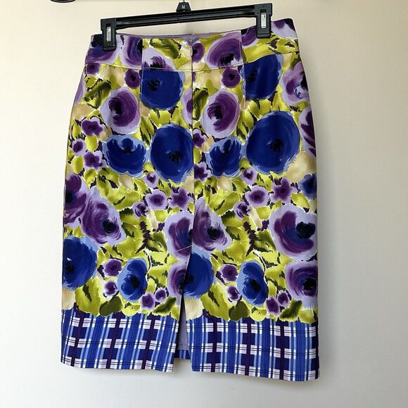 Baraschi Anthropologie Skirt 8 Pencil Midi Floral Preppy Career Office Zip - Picture 3 of 7